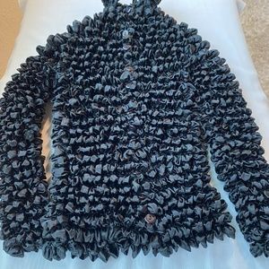 Black Cardigan Vintage Popcorn Magic Scarf One Size